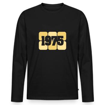 Born in 1975 - Men's Premium Organic Long Sleeve Shirt - black - Front - Nico (187cm)