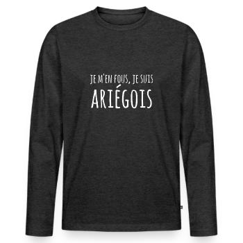 Ariège ariégois - T-shirt manches longues Premium bio Homme - anthracite chiné - Devant - Nico (187cm)