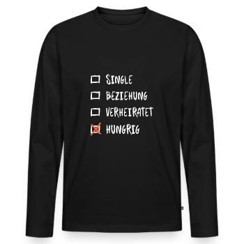 Beziehungsstatus Hungrig Fun Ironie - Männer Premium Bio Langarmshirt - Schwarz - Vorne - Nico (187cm)