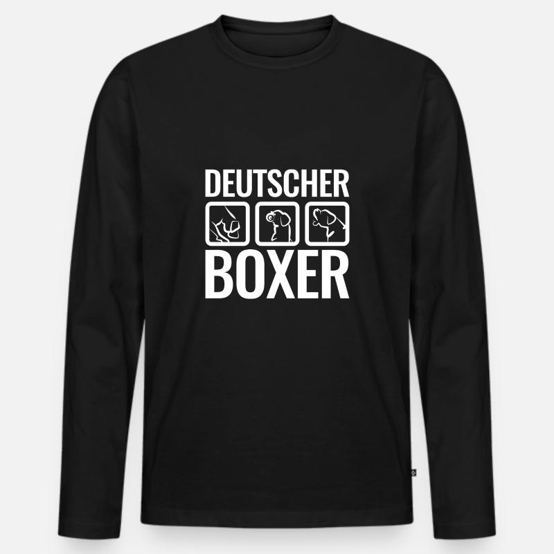 Deutscher Boxer white - Männer Premium Bio Langarmshirt - Schwarz
