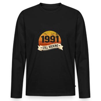 1991 Encore berçant Anniversaire Naissance Année de naissance - T-shirt manches longues Premium bio Homme - noir - Devant - Nico (187cm)