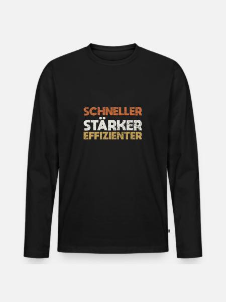 Schneller, Stärker, Effizienter - Männer Premium Bio Langarmshirt - Schwarz