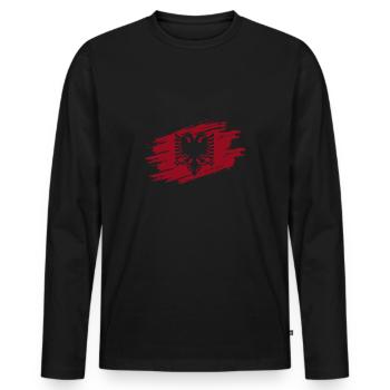Drapeau albanais Shqip Shqiponja Albanie Aigle - T-shirt manches longues Premium bio Homme - noir - Devant - Nico (187cm)