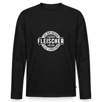 Fleischer Metzger - Männer Premium Bio Langarmshirt - Schwarz - Vorne - Nico (187cm)