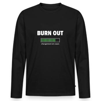 burn out - T-shirt manches longues Premium bio Homme - noir - Devant - Nico (187cm)