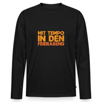 Mit Tempo In Den Feierabend - Männer Premium Bio Langarmshirt - Schwarz - Vorne - Nico (187cm)
