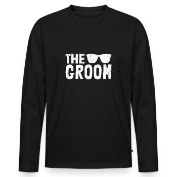 Le mariage du marié | Enterrement de vie de jeune fille - T-shirt manches longues Premium bio Homme - noir - Devant - Nico (187cm)