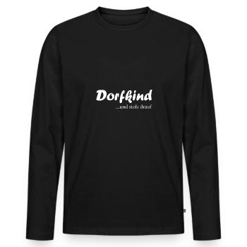 T-Shirt mit Spruch: Dorfkind und stolz drauf! - Männer Premium Bio Langarmshirt - Schwarz - Vorne - Nico (187cm)
