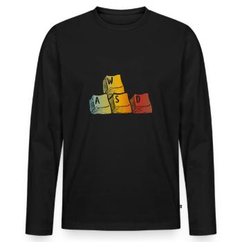Jeux WASD - T-shirt manches longues Premium bio Homme - noir - Devant - Nico (187cm)