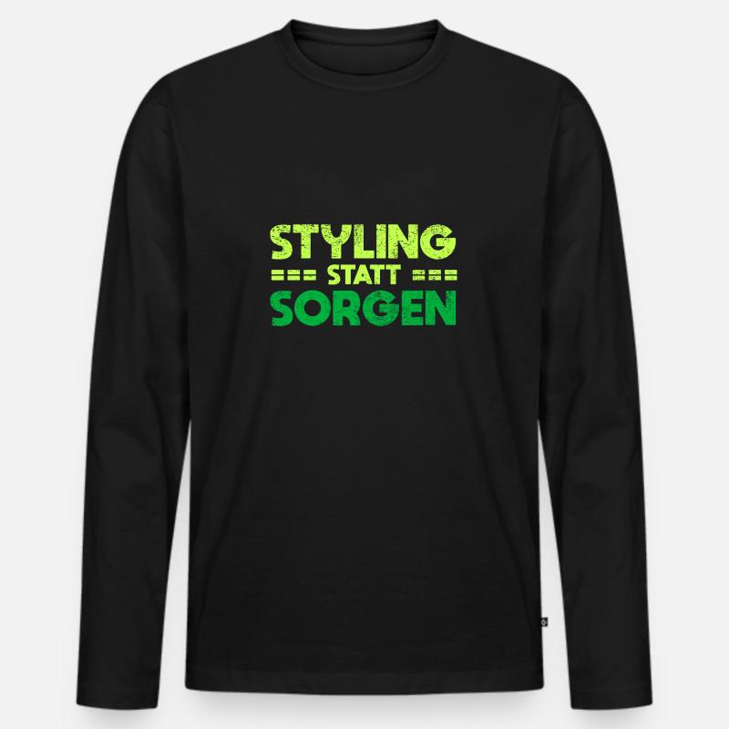 Styling Statt Sorgen - Männer Premium Bio Langarmshirt - Schwarz