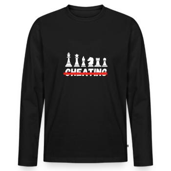 Schach Trend Chess Cheating Meme Queens Gambit - Men's Premium Organic Long Sleeve Shirt - black - Front - Nico (187cm)