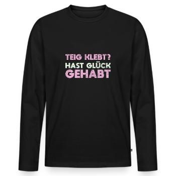 Teig Klebt? Hast Glück Gehabt - Männer Premium Bio Langarmshirt - Schwarz - Vorne - Nico (187cm)