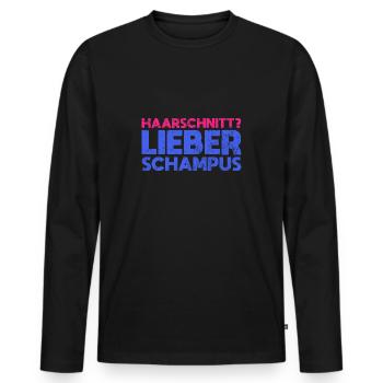 Haarschnitt? Lieber Schampus - Männer Premium Bio Langarmshirt - Schwarz - Vorne - Nico (187cm)