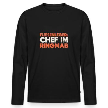 Fliesenleger: Chef Im Ringmaß - Männer Premium Bio Langarmshirt - Schwarz - Vorne - Nico (187cm)