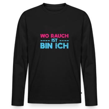 Wo Rauch Ist, Bin Ich - Männer Premium Bio Langarmshirt - Schwarz - Vorne - Nico (187cm)