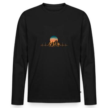 Mountain Heartbeat Hiking Hills Camping Pulse Gift - Men's Premium Organic Long Sleeve Shirt - black - Front - Nico (187cm)
