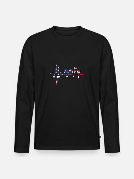 America with a heartbeat - Men's Premium Organic Long Sleeve Shirt - black