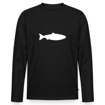 salmon - Men's Premium Organic Long Sleeve Shirt - black - Front - Nico (187cm)