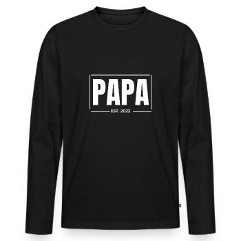 Papa Est. 2022 Cadeau du Père - T-shirt manches longues Premium bio Homme - noir - Devant - Nico (187cm)