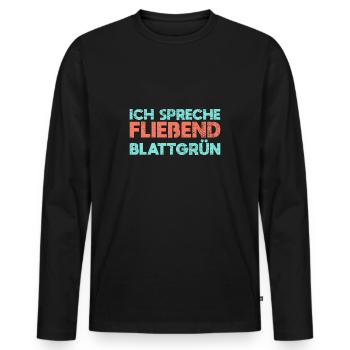 Ich Spreche Fließend Blattgrün - Männer Premium Bio Langarmshirt - Schwarz - Vorne - Nico (187cm)