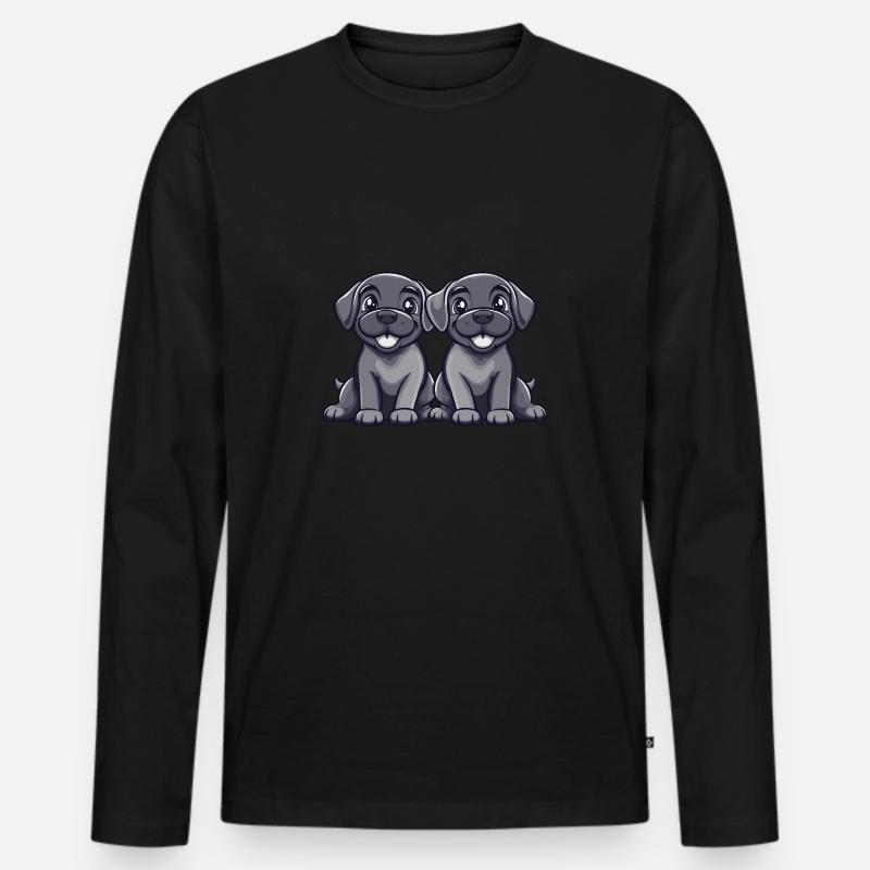 Mastiff Hund Comic - Männer Premium Bio Langarmshirt - Schwarz