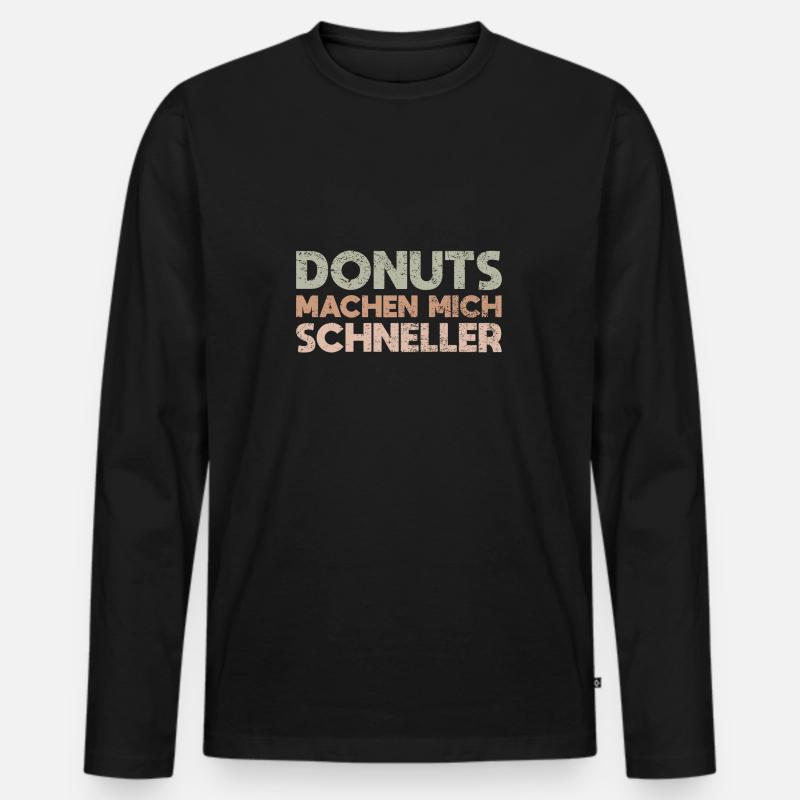 Donuts Machen Mich Schneller - Männer Premium Bio Langarmshirt - Schwarz