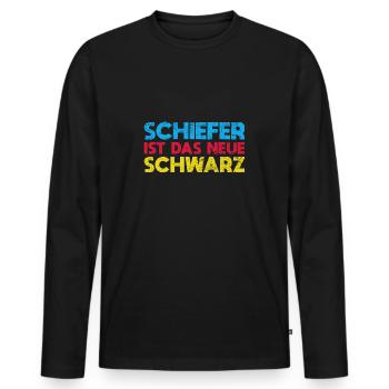 Schiefer Ist Das Neue Schwarz - Männer Premium Bio Langarmshirt - Schwarz - Vorne - Nico (187cm)