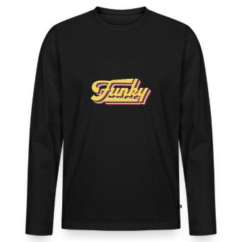 Funky Retro - Männer Premium Bio Langarmshirt - Schwarz - Vorne - Nico (187cm)