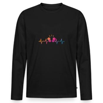 Battement de cœur de la boxe - T-shirt manches longues Premium bio Homme - noir - Devant - Nico (187cm)