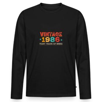 Millésime 1986 - T-shirt manches longues Premium bio Homme - noir - Devant - Nico (187cm)