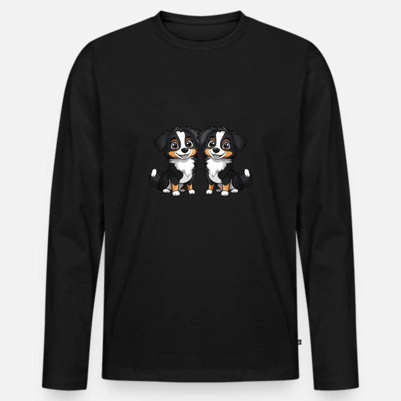 Australian Shepherd Hund Comic - Männer Premium Bio Langarmshirt - Schwarz