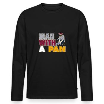 Blanchisseur d’or Digger Introverti traditionnel - T-shirt manches longues Premium bio Homme - noir - Devant - Nico (187cm)