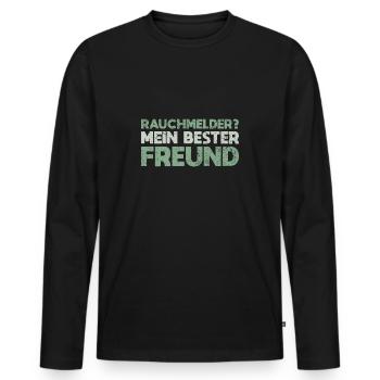 Rauchmelder? Mein Bester Freund - Männer Premium Bio Langarmshirt - Schwarz - Vorne - Nico (187cm)