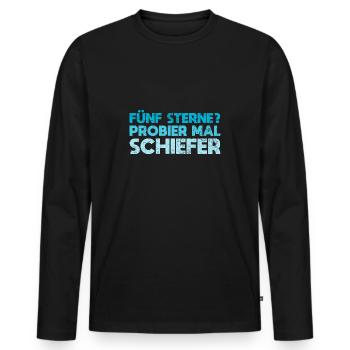 Fünf Sterne? Probier Mal Schiefer - Männer Premium Bio Langarmshirt - Schwarz - Vorne - Nico (187cm)