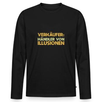 Verkäufer: Händler Von Illusionen - Männer Premium Bio Langarmshirt - Schwarz - Vorne - Nico (187cm)