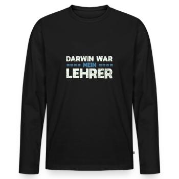 Darwin War Mein Lehrer - Männer Premium Bio Langarmshirt - Schwarz - Vorne - Nico (187cm)