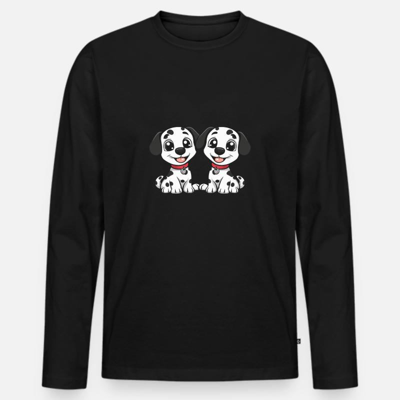 Dalmatiner Hund Comic - Männer Premium Bio Langarmshirt - Schwarz