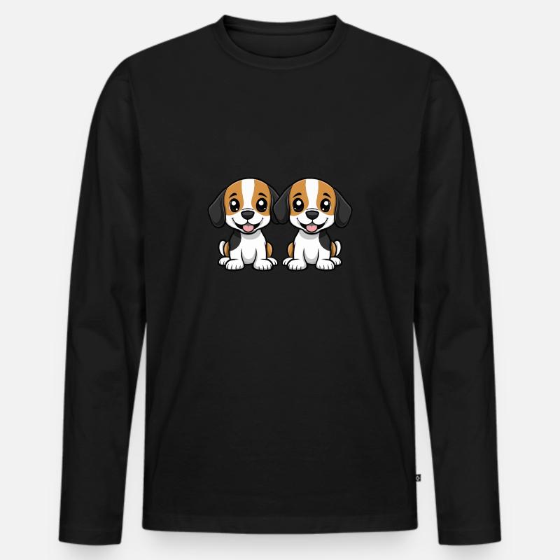 Beagle Hund Comic - Männer Premium Bio Langarmshirt - Schwarz
