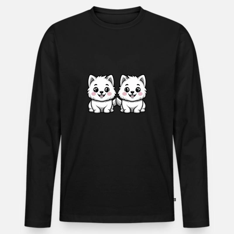 Samojede Hund Comic - Männer Premium Bio Langarmshirt - Schwarz