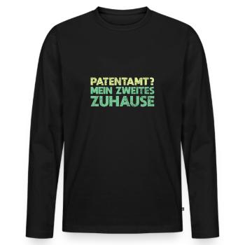 Patentamt? Mein Zweites Zuhause - Männer Premium Bio Langarmshirt - Schwarz - Vorne - Nico (187cm)
