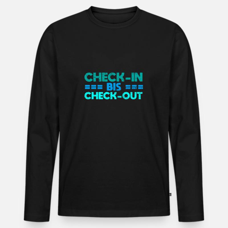 Check-in Bis Check-out - Männer Premium Bio Langarmshirt - Schwarz
