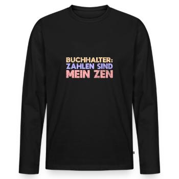 Buchhalter: Zahlen Sind Mein Zen - Männer Premium Bio Langarmshirt - Schwarz - Vorne - Nico (187cm)