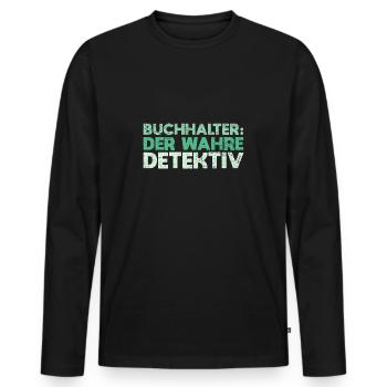 Buchhalter: Der Wahre Detektiv - Männer Premium Bio Langarmshirt - Schwarz - Vorne - Nico (187cm)