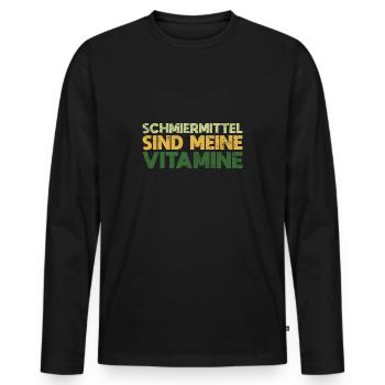 Schmiermittel Sind Meine Vitamine - Männer Premium Bio Langarmshirt - Schwarz - Vorne - Nico (187cm)