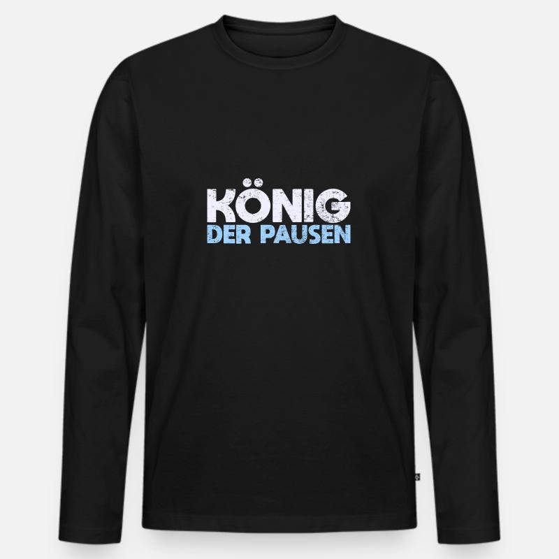 König Der Pausen - Männer Premium Bio Langarmshirt - Schwarz