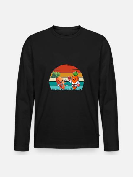 Karate Karotten - Männer Premium Bio Langarmshirt - Schwarz