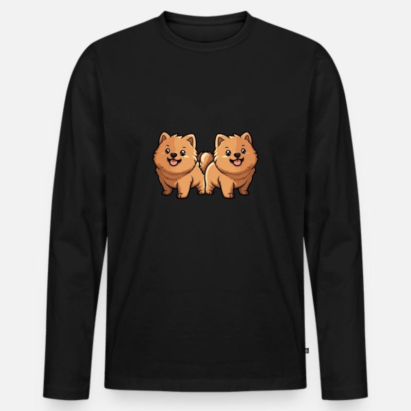 Chow Chow Hund Comic - Männer Premium Bio Langarmshirt - Schwarz