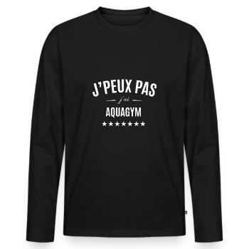 J'peux pas j'ai aquagym - T-shirt manches longues Premium bio Homme - noir - Devant - Nico (187cm)