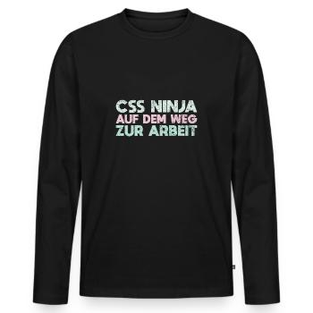 CSS Ninja Auf Dem Weg Zur Arbeit - Männer Premium Bio Langarmshirt - Schwarz - Vorne - Nico (187cm)