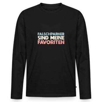 Falschparker Sind Meine Favoriten - Männer Premium Bio Langarmshirt - Schwarz - Vorne - Nico (187cm)